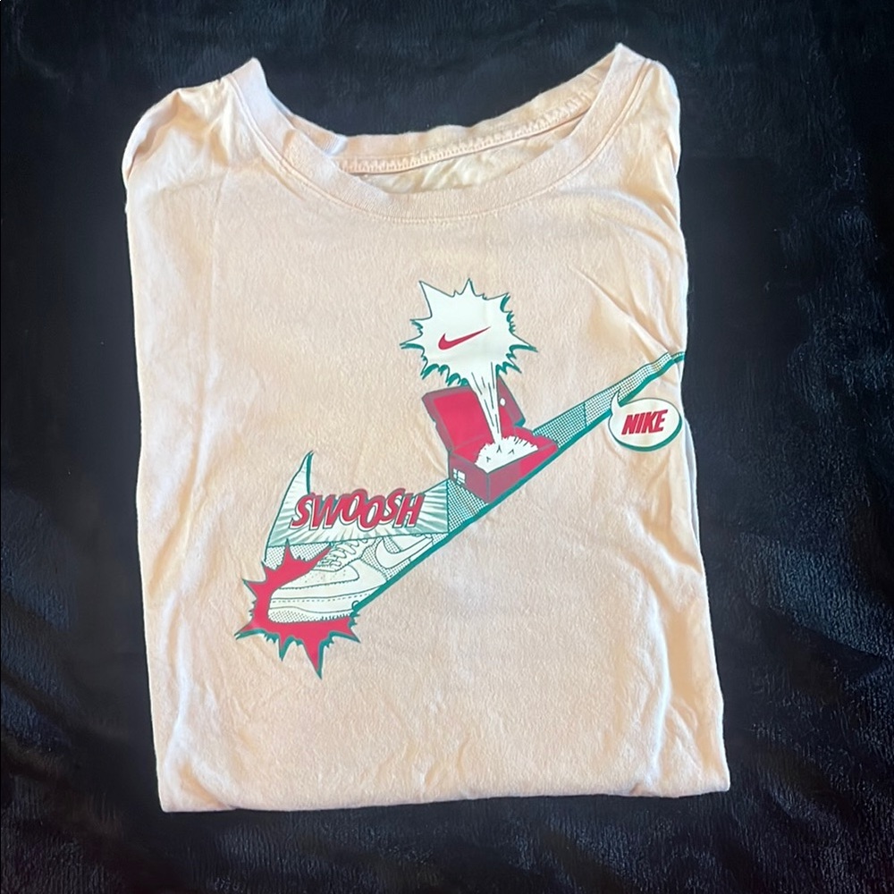 Vintage Nike Pink Tee with Red and Green Graphic